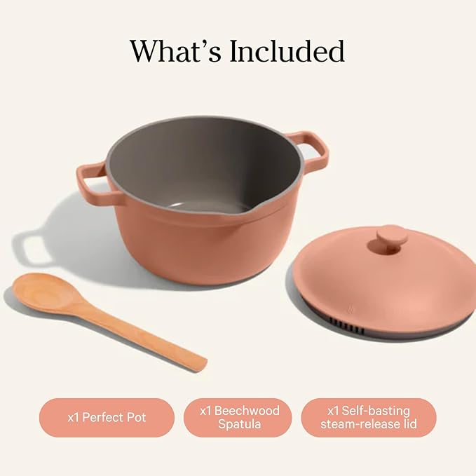 Our Place Perfect Pot - Mini 2.5 Qt Nonstick Ceramic Sauce Pan with Lid | Versatile Cookware for Stovetop and Oven | Steam, Bake, Braise, Roast | PTFE and PFOA-Free | Toxin-Free, Easy to Clean | Spice