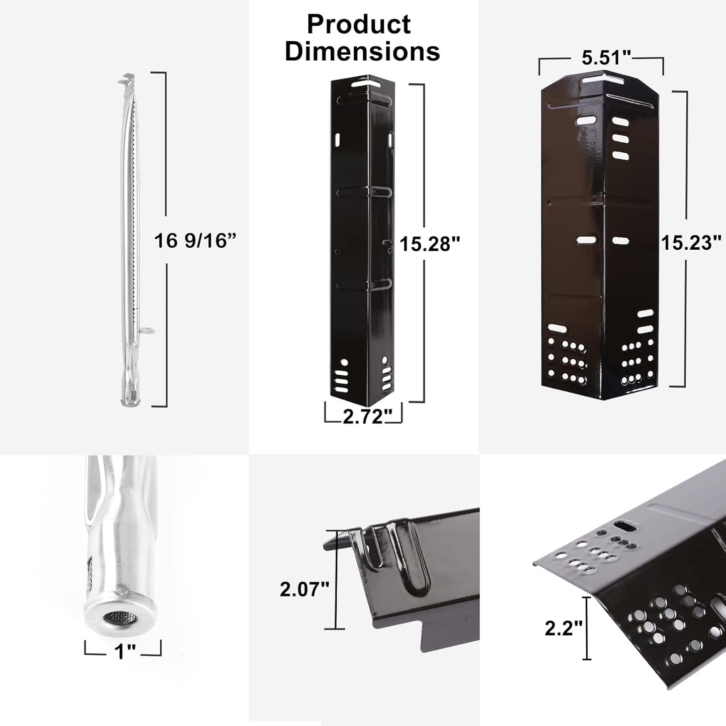 Uniflasy Grill Parts for Dyna-Glo DGH474CRP DGH450CRP,Grill Replacement Part Kit for Dyna-Glo 3/4/5 Burner Grill,Porcelain Steel Grill Heat Plate, Stainless Steel Burner Tube,Cooking Grates