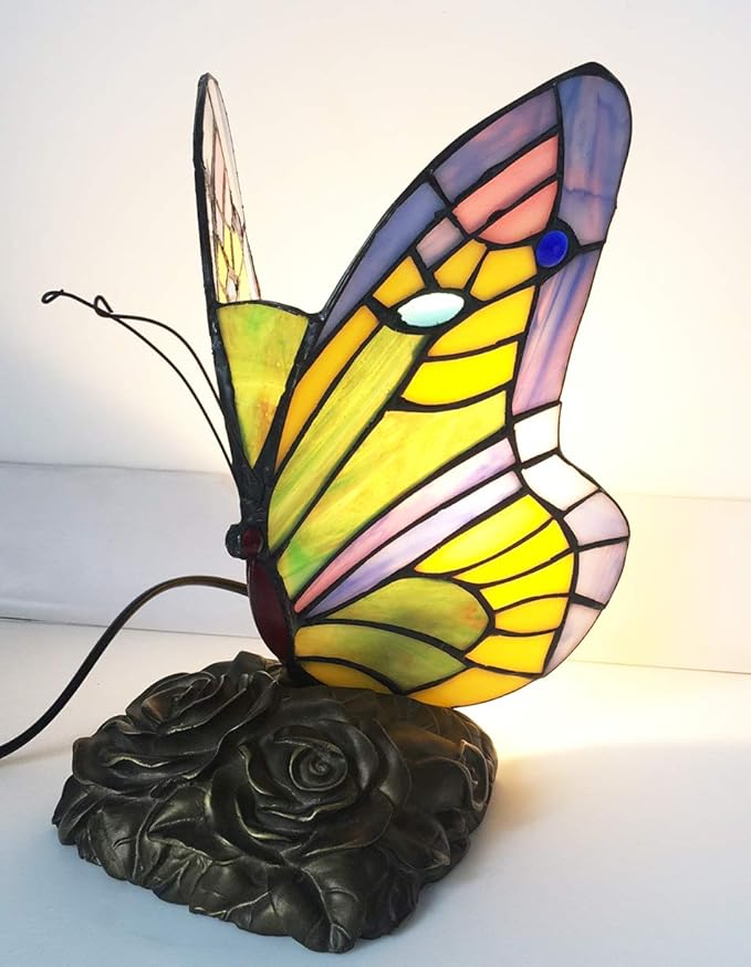 HUIMEIJU Tiffany lamp Butterfly Blue Glass HMJ8060 Stained Glass Style Butterfly Table lamp Tiffany