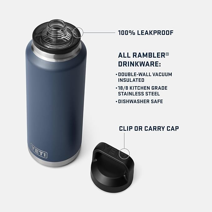 YETI Rambler 46 oz Bottle, Vacuum Insulated, Leakproof, Stainless Steel with Chug Cap