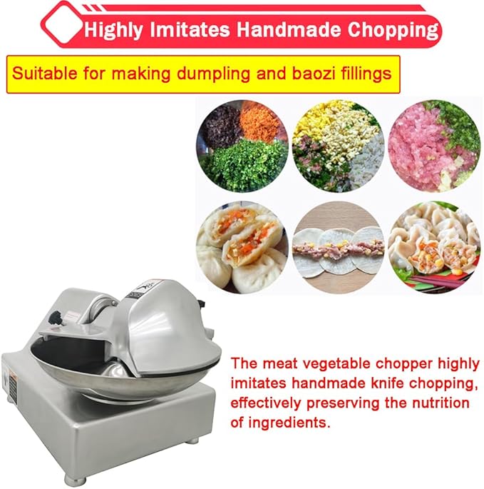 5.5L Commercial Food Processor 550W Electric Meat Vegetable Chopper Multifunctional Food Grinder Blender Cutter for Meat Vegetables Fruits Ginger Garlic 1400r/min