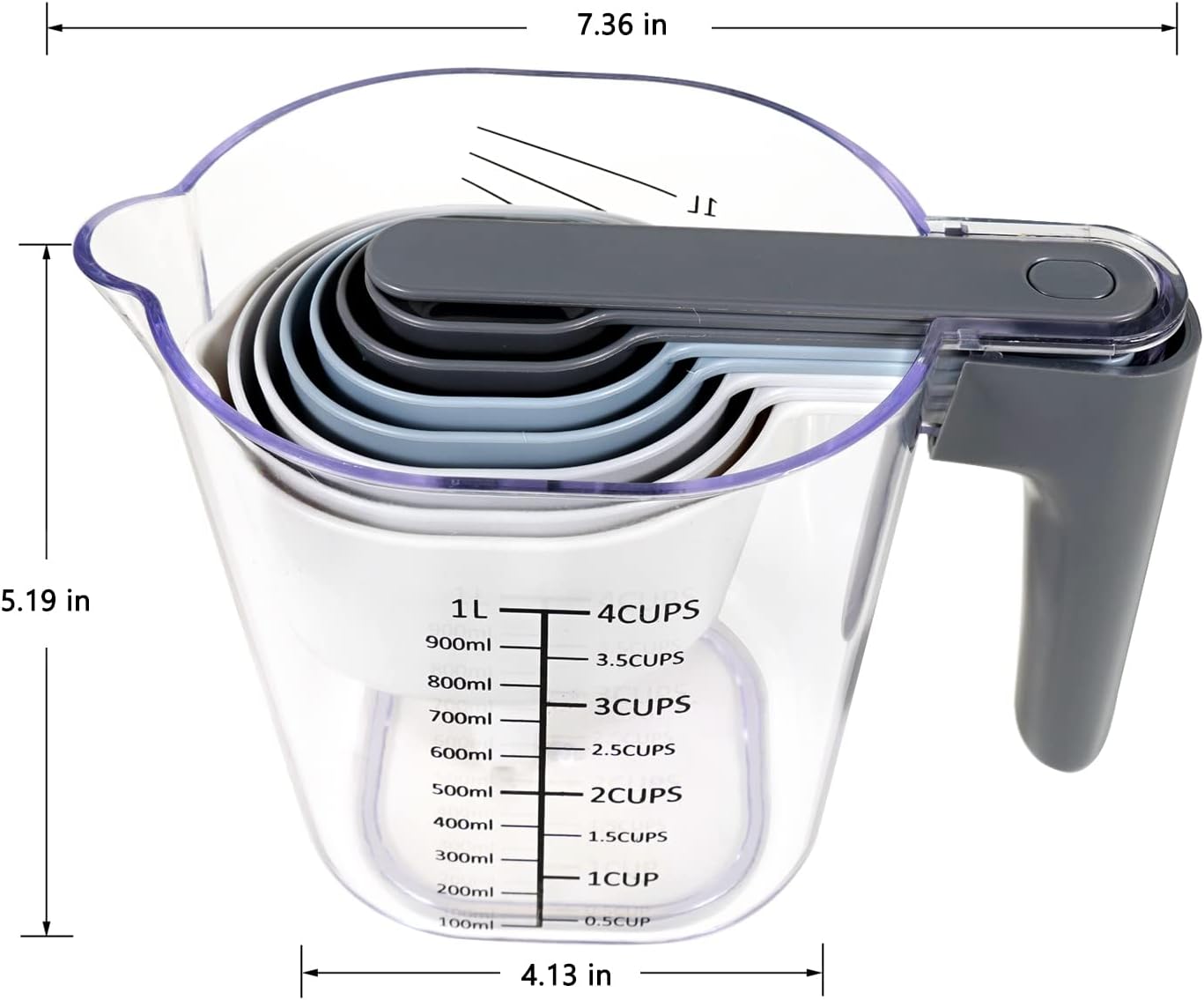 Measuring Cups and Spoons set 10 Pieces, Stackable Measuring Cup with Lid, Kitchen Cooking Baking Measuring Spoons Set for Liquid and Dry, BPA Free, Dishwasher Safe