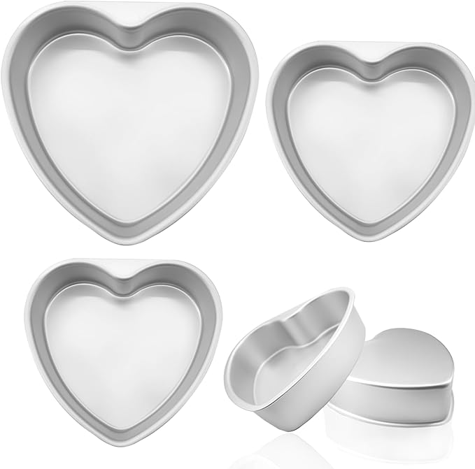 3Pcs Heart Shaped Cake Pans（6Inch+8Inch+10Inch） Aluminum Heart-Shaped Baking Pan Fun Cake Mold Baking Tool Kitchen DIY Mold For Birthdays and Weddings