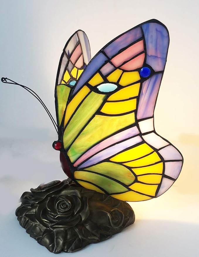 HUIMEIJU Tiffany lamp Butterfly Blue Glass HMJ8060 Stained Glass Style Butterfly Table lamp Tiffany