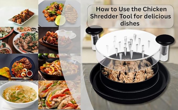 Chicken and Meat Shredder with Clear Lid, Black, 180-Degree Rotating Cover, 3 Shredding Levels, Kitchen Food Processor
