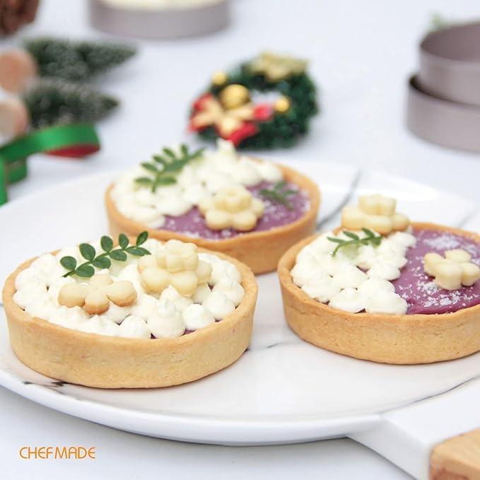 CHEFMADE 3 Inches Round Cake Pan with Removable Bottom, Nonstick Round Baking Pan Set of 4