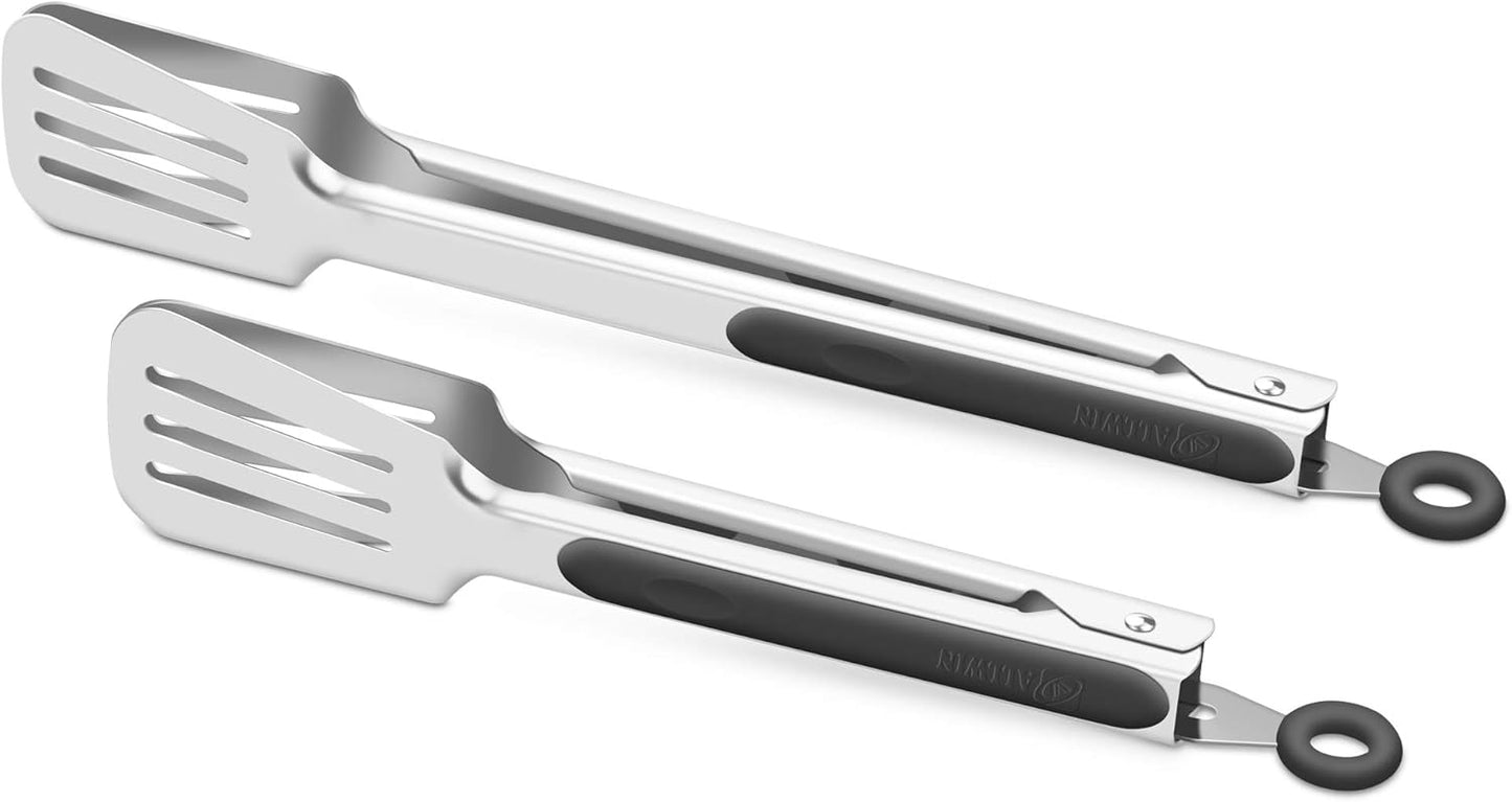 Premium 304 Stainless Steel Barbecue Turners, Heavy Duty Non-Stick BBQ Cooking Kitchen Tongs