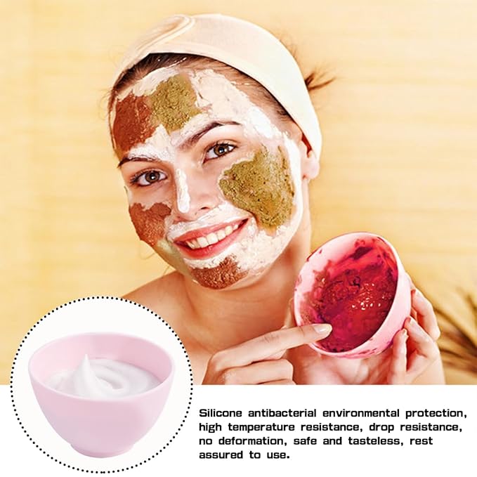 4 Inch Diy Silicone Facial Mask Mixing Bowl, 4 PCS Home Use Microwavable Silicone Facial Mud Bowl for Facial Mask, Mud Mask and Other Skincare Products, Cosmetic Beauty Tool for Home Salon,Pink