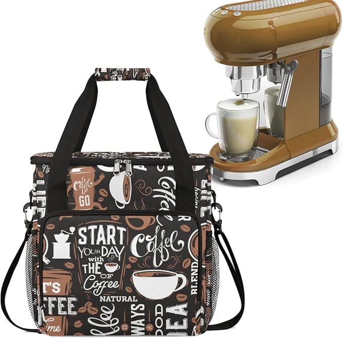cfpolar Coffee Maker Storage Bag, Waterproof Travel Carrying Storage Tote Bag Organizer Case, Compatible with K-Mini or K-Mini Plus, And Suitable for Other Accessories， With Pockets for K-Cup Pods
