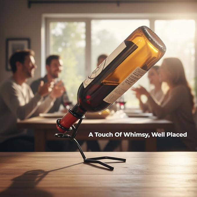 Fun Wine Bottle Stand, Metal Drinking Stickman Figure, Unique Wine Bottle Holder, Elegant Bottle Display