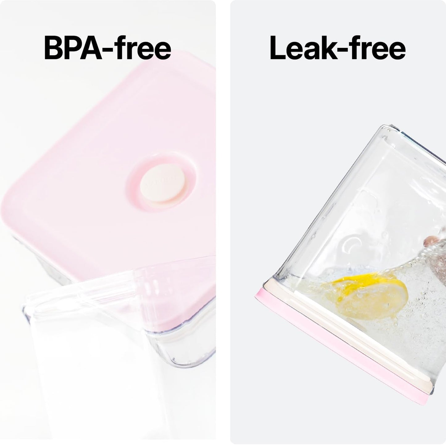 Premium Airtight Food Storage Containers ROSE 2.0L(2.11qt) 2P/SET, Patented Double Silicone Lining, 100% Leak Proof, BPA-FREE