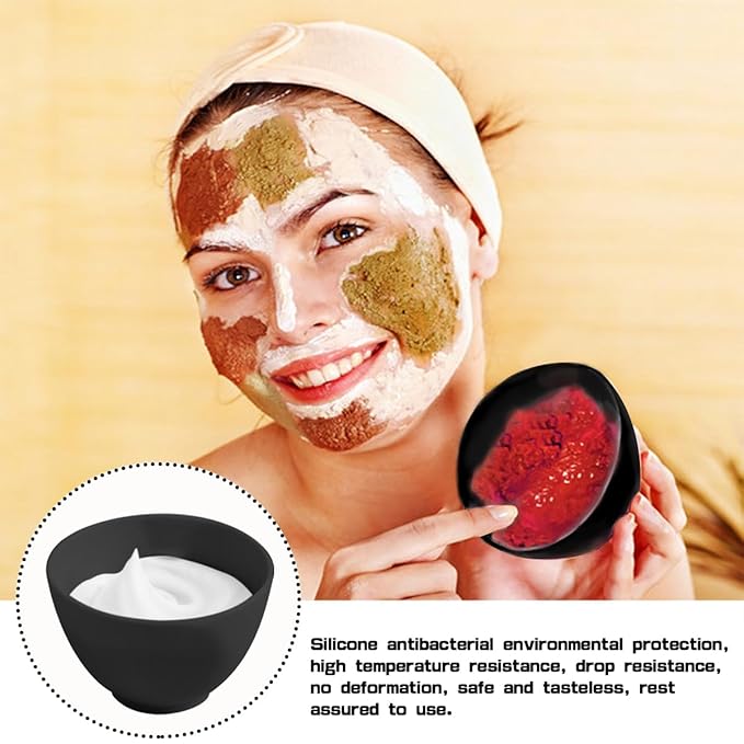 4 Inch Diy Silicone Facial Mask Mixing Bowl, 4 PCS Home Use Microwavable Silicone Facial Mud Bowl for Facial Mask, Mud Mask and Other Skincare Products, Cosmetic Beauty Tool for Home Salon,Black