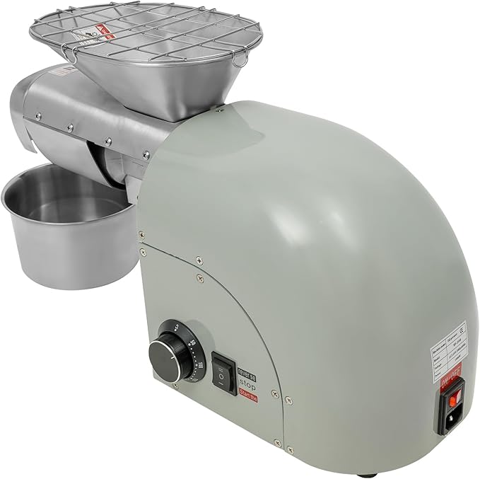 Oil Pressing Machine, 110V 1800W Electric Oil Mill Nut Seeds Oil Extractor Cold& Hot Press Machine for Peanuts Walnuts Soybeans, Temperature Control 122℉-572℉ (Not Used for Olives)