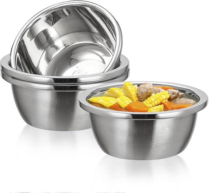 Stainless Steel Bowl Set of 4, Thicker 18/8 Stainless Mixing Bowls 1.9 Quart, Salad Bowls, Nesting Metal Prep Bowls for Cooking Baking Marinating, Serving Bowls for Cereal Soup