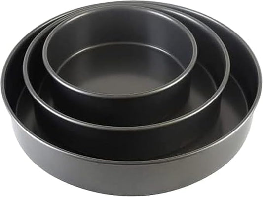 Chicago Metallic Professional 3-Piece Round Cake Pan Set of 6, 8, 10 inch Premium Nonstick Bakeware, Heavy-Weight Carbon Steel for Even Baking, Perfect for Layer Cakes