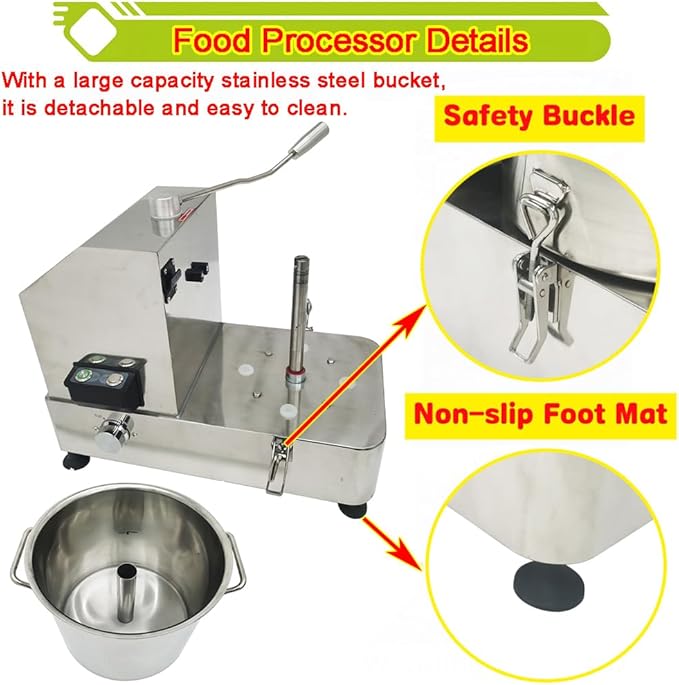 9L Commercial Food Processor Stainless Steel Meat Vegetable Chopper Multifunctional Food Cutter Meat Grinder Meatball Beater 1800W Electric Blender for Fruit Vegetable Grains Garlic