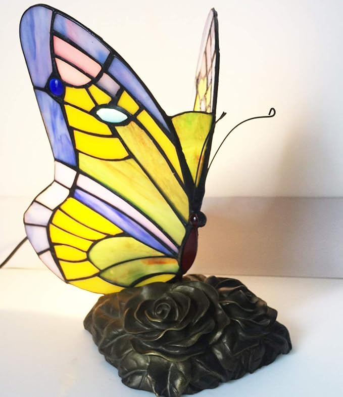 HUIMEIJU Tiffany lamp Butterfly Blue Glass HMJ8060 Stained Glass Style Butterfly Table lamp Tiffany