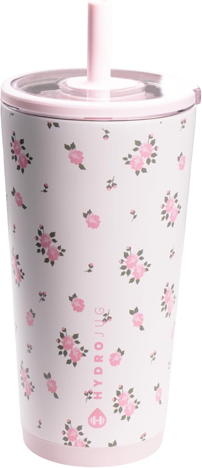 HydroJug Everyday Tumbler 20 oz – Ceramic-Lined Insulated Tumbler with Straw and Soft-Touch Lid, Cup Holder Friendly, Double-Wall Vacuum Insulation, Reusable Travel Cup – Wildrose