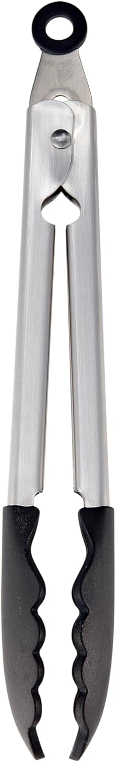 KitchenAid Silicone Tipped Stainless Steel Tongs, 9 Inch, Black