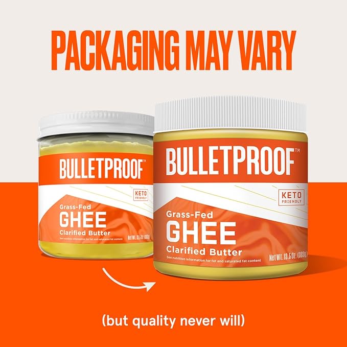 Grass Fed Ghee, 13.5 Oz, Bulletproof 100% Grass Fed, Pasture Raised Clarified Butter Fat, Keto, Paleo, Lactose Free, Casein Free, Non-GMO