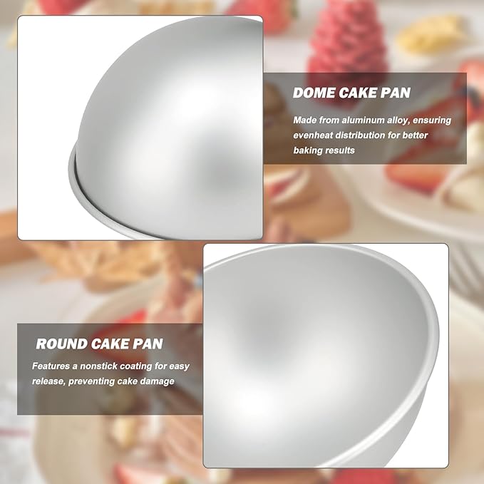 3 Pack 6 Inch Dome Cake Pan - Football Shaped, Sphere Cake Pan, Nonstick Anodized Aluminum, Baking Tools of Ball Pan for Birthday, Wedding Anniversary, Send Goods from Local