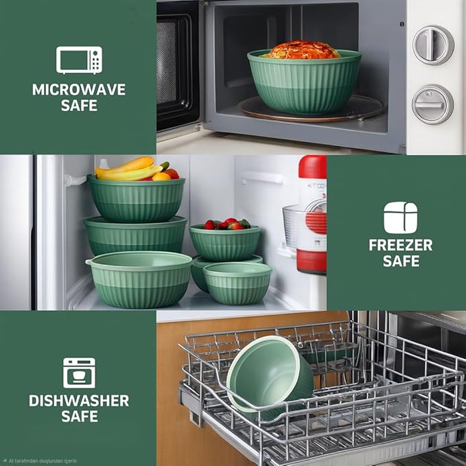 Mixing Bowls with Airtight Lids – 8 Piece Nesting Kitchen Set – BPA-Free, Leak-Proof & Stackable – Dishwasher, Microwave & Freezer Safe