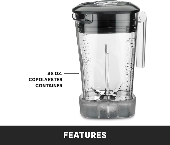 Waring Commercial MX1100XTXP 3.5 HP Blender with Electronic Keypad, 30 Second Countdown Timer and 48 oz BPA Free Container, 120V, 5-15 Phase Plug,Black