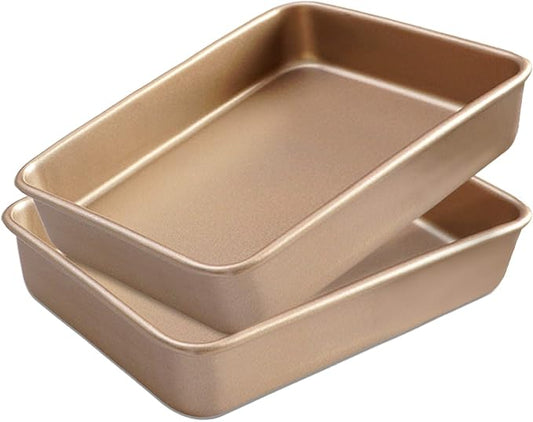 2 Pack Baking Sheet Pans, Deep Size Baking Pan Nonstick Cookie Sheet Brownie Cake Pan Bread Pan Toaster Oven Tray Bakeware, 12.7x10.6x2.4 Inches, Easy Clean & Food Safe (12.7 x 10.6 x 2.4)
