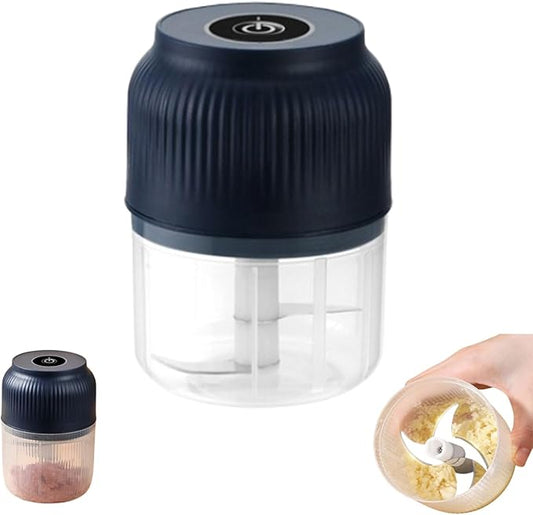 Electric Garlic Chopper Mini Portable, Mini Electric Chopper Food Choppers, Cordless One-Touch Portable Veggie Choppers, 2/3/4/6 Blades Cordless Food Processor for Fruits Vegetables (A-Blue)