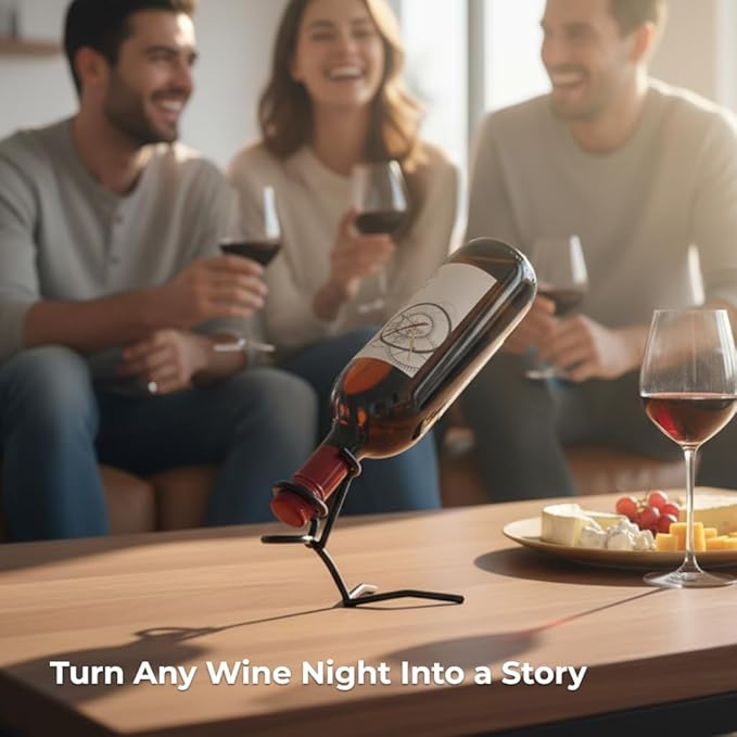 Fun Wine Bottle Stand, Metal Drinking Stickman Figure, Unique Wine Bottle Holder, Elegant Bottle Display