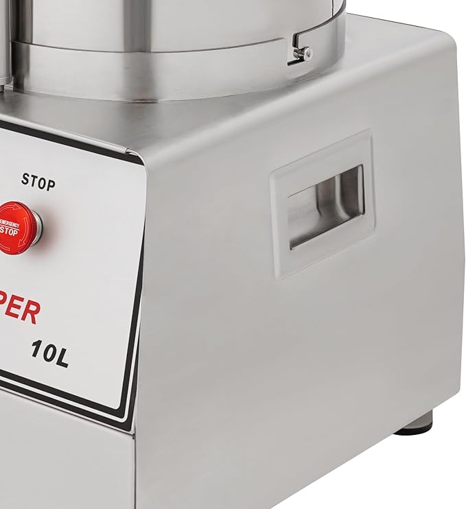 Commercial Food Processor 1100W 110V Electric Food Chopping Machine 10L/2.64Gal Stainless Steel Food Processor with Handles and Clear Lid for Restaurant Cafeteria, Silver