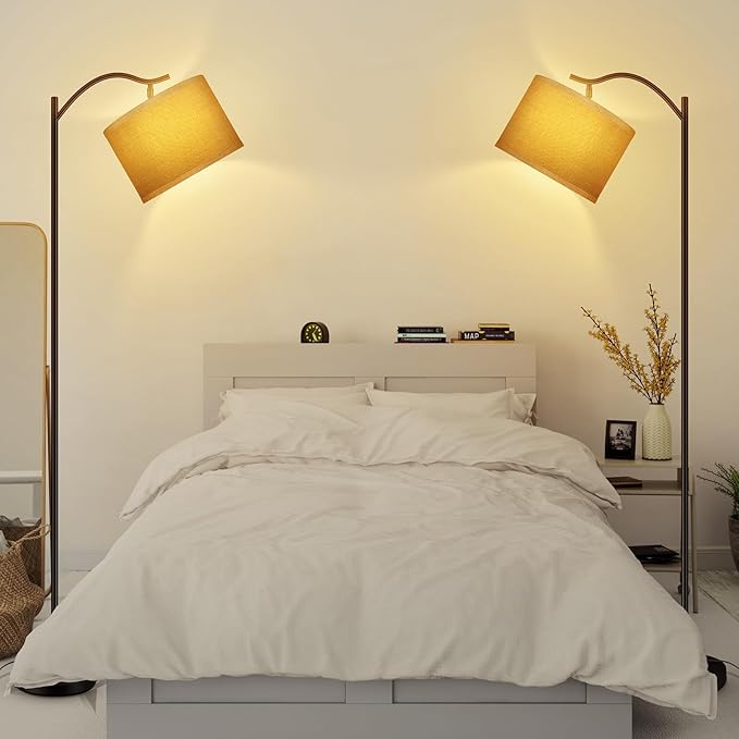 BoostArea Floor Lamp for Living Room,Arc Floor Lamp with Remote Control,Stepless Dimmable Brightness & Colors Temperature 2700k-6500k,Modern Standing Lamp for Bedroom Study Room Office,Jute