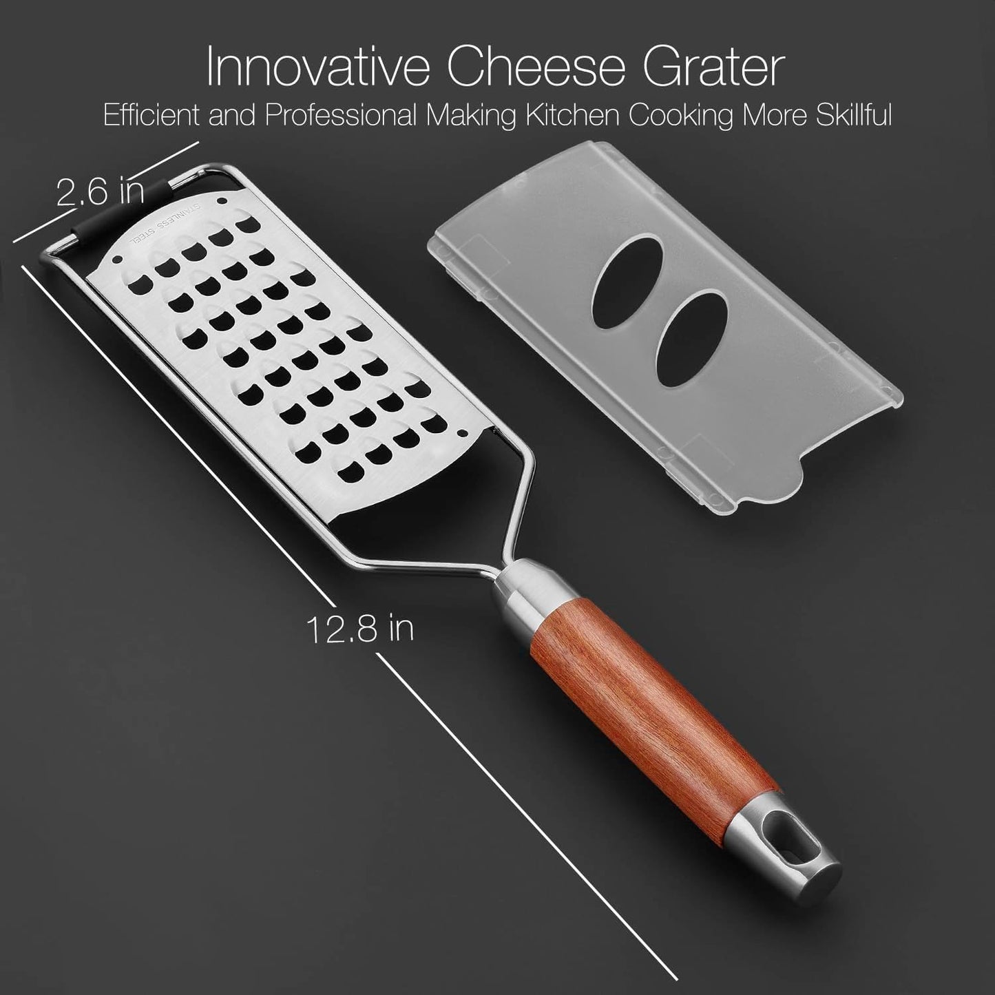 Professional-Grade Lemon Zester with Ultra-Coarse Blades, Heavy-Duty Cheese/Vegetable Grater, Solid Wood Handle Design - Rust-Resistant Durable, Essential Kitchen Tool (B1)