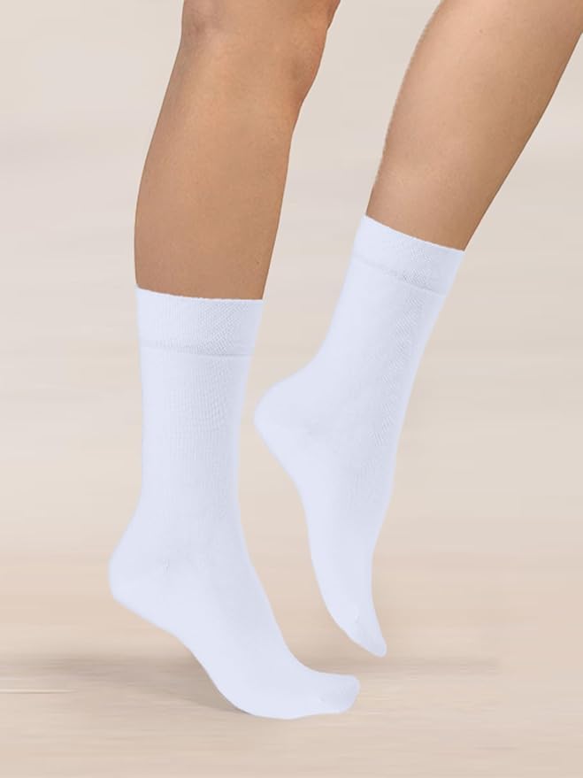 COTTON DAY Women's Soft Combed Cotton Dress Socks Seamless Toe Black White Gray Navy Blue Brown Beige