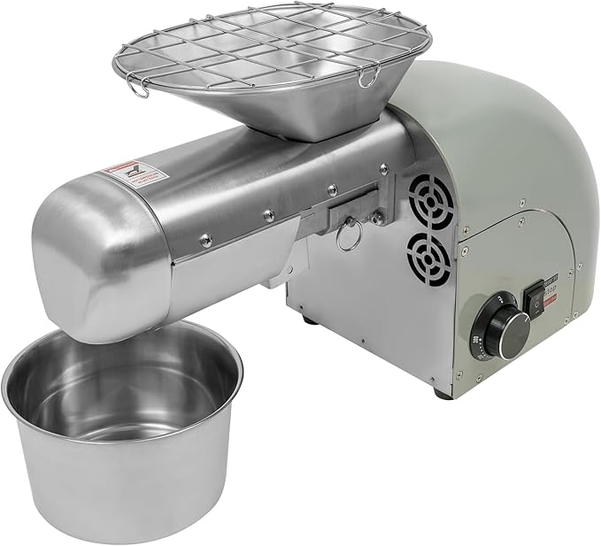 Oil Pressing Machine, 110V 1800W Electric Oil Mill Nut Seeds Oil Extractor Cold& Hot Press Machine for Peanuts Walnuts Soybeans, Temperature Control 122℉-572℉ (Not Used for Olives)
