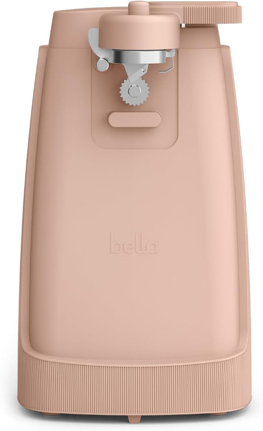 bella Electric Can Opener and Knife Sharpener, Multifunctional Jar and Bottle Opener with Removable Cutting Lever and Cord Storage, Stainless Steel Blade, Blossom