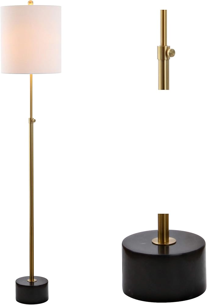 JONATHAN Y JYL6004A Crosby 66" Adjustable Height Metal LED Floor Lamp Modern,Minimalist,Contemporary for Bedrooms, Living Room, Office, Reading, Brass/BlackMarble