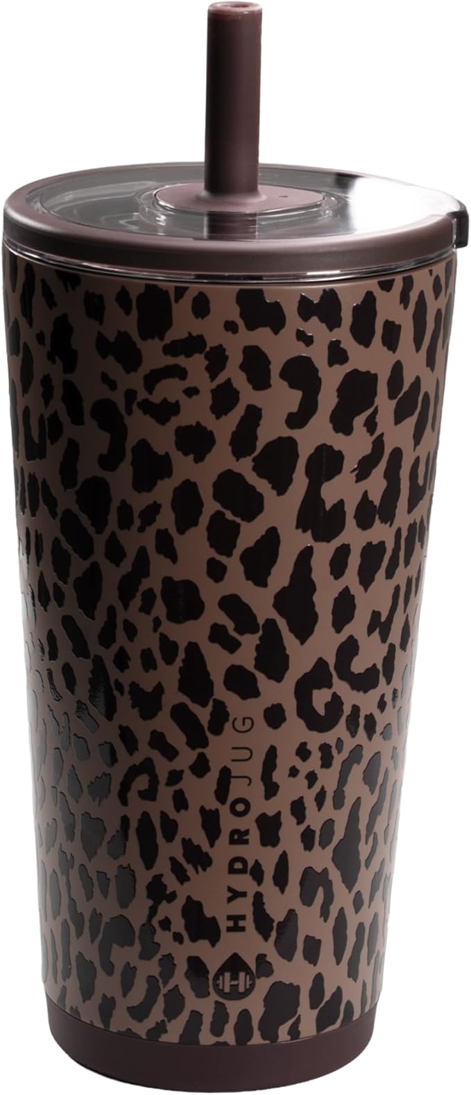 HydroJug Everyday Tumbler 20 oz – Ceramic-Lined Insulated Tumbler with Straw and Soft-Touch Lid, Cup Holder Friendly, Double-Wall Vacuum Insulation, Reusable Travel Cup – Brown Leopard
