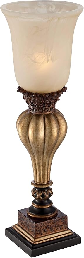 Regency Hill Sattley Traditional Uplight Accent Table Lamps 23 1/4" High Set of 2 Light Gold Alabaster Glass Shade Decor for Living Room Bedroom House Bedside Nightstand Home Office Family