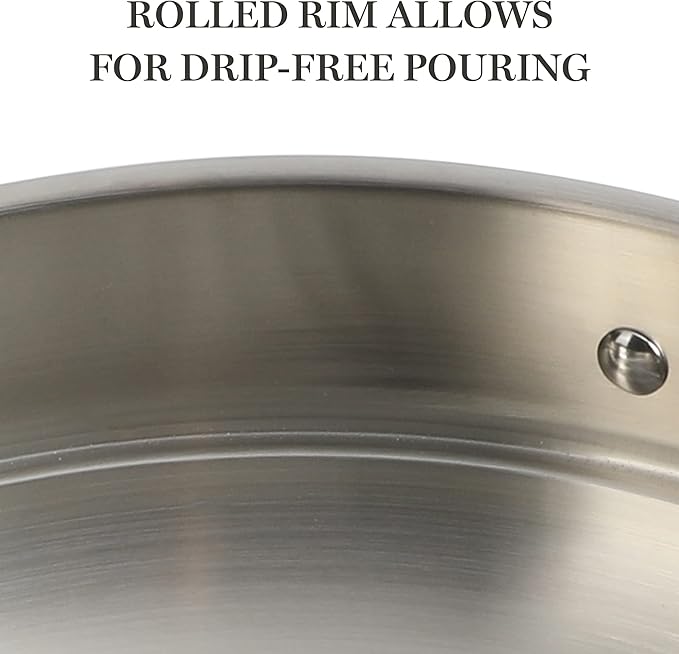 Martha Stewart Castelle 10 Piece 18/8 Durable Stainless Steel Induction Safe Non-Toxic Triply Bottom Kitchen Pots and Pans Cookware Set - Dishwasher Safe