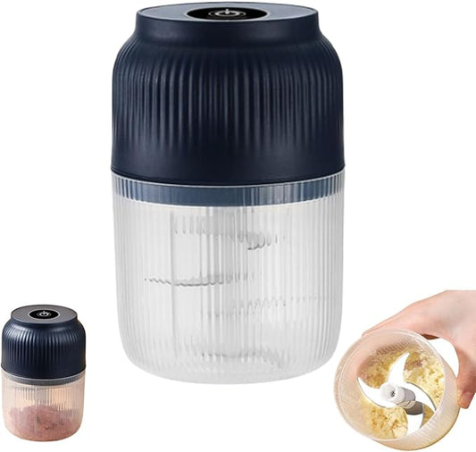 Electric Garlic Chopper Mini Portable, Mini Electric Chopper Food Choppers, Cordless One-Touch Portable Veggie Choppers, 2/3/4/6 Blades Cordless Food Processor for Fruits Vegetables (D-Blue)