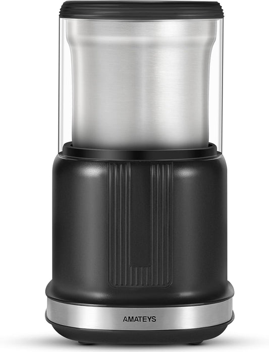 Electric Coffee Grinder,250W Powerful Motor Kichen Grinder,Quite Home Machine with 75g Coffee Bean Capacity,for Beans Spices Nuts Grians Herbs,Stainless Steel and Black