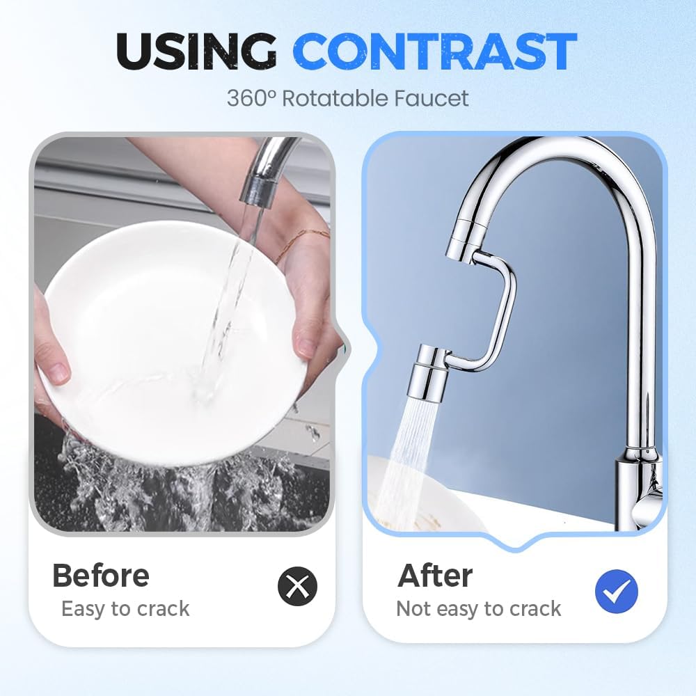 1440° Rotatable Faucet Aerator Extension, 2025 New 2 Modes Universal Sink Faucet for Splash Reduction, 1080° Rotating Multifunctional Faucet Extender for Bathroom Sink Kitchen (1)