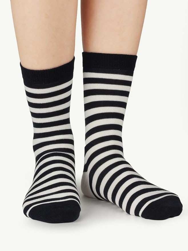 COTTON DAY Women's Soft Combed Cotton Dress Socks Seamless Toe Black White Gray Navy Blue Brown Beige