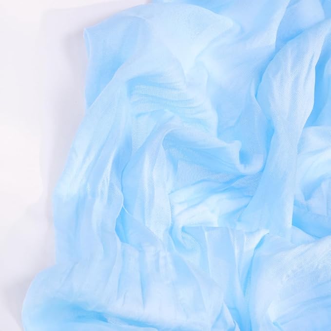 Baby Blue Cheesecloth Table Runner 12 Pack Christmas Table Runners Boho Gauze 120 Inches Light Blue Table Decor for Xmas Holiday Season Parties Wedding Bridal Baby Boy Shower Birthday