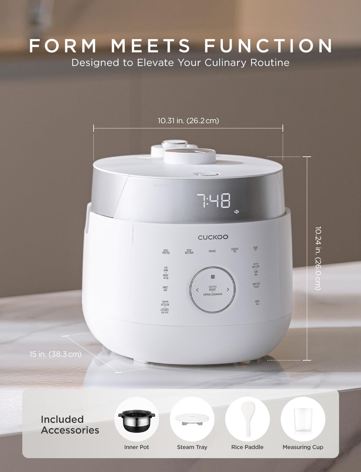 CUCKOO 6-Cup Uncooked / 12-Cup Cooked Induction Heating Twin Pressure Rice Cooker, 16 Menu Modes, Multi-Language Voice Guide, Versatile Grain Multi-Cooker & Pressure Cooker (CRP-LHTR0609FW)