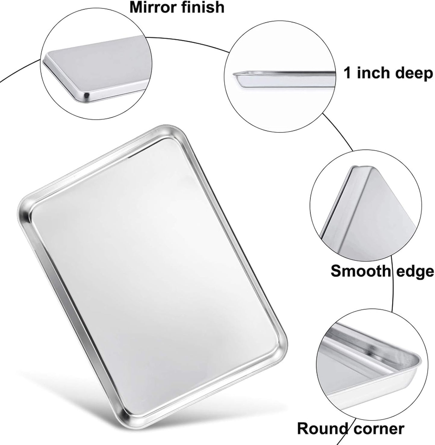 TeamFar Baking Sheet with Rack Set (2 Pans + 2 Racks), Stainless Steel Baking Pan Cookie Sheet for baking, Non Toxic & Healthy, Easy Clean & Dishwasher Safe - 4 Pack