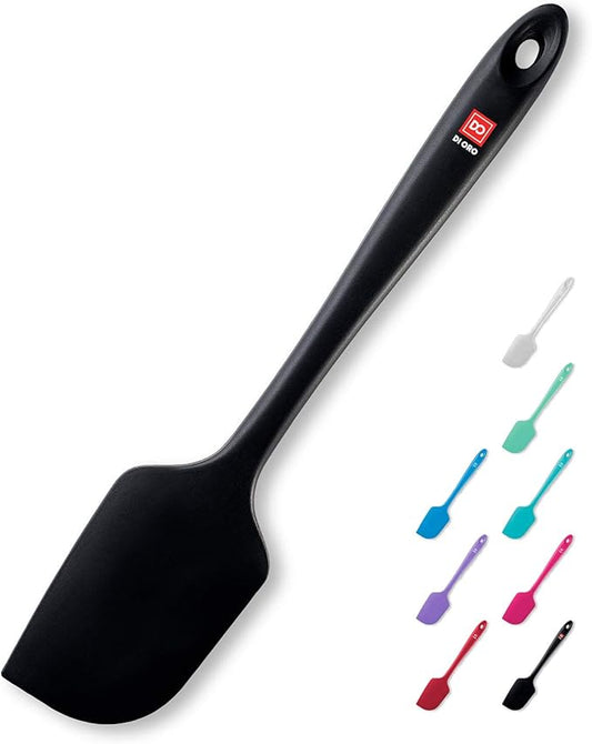 DI ORO Silicone Spatula - 600°F Heat-Resistant Rubber Kitchen Spatula for Baking, Scraping, & Mixing - BPA Free Nonstick Cookware Safe Flexible Utensil for Cooking - Seamless & Dishwasher Safe (Black)