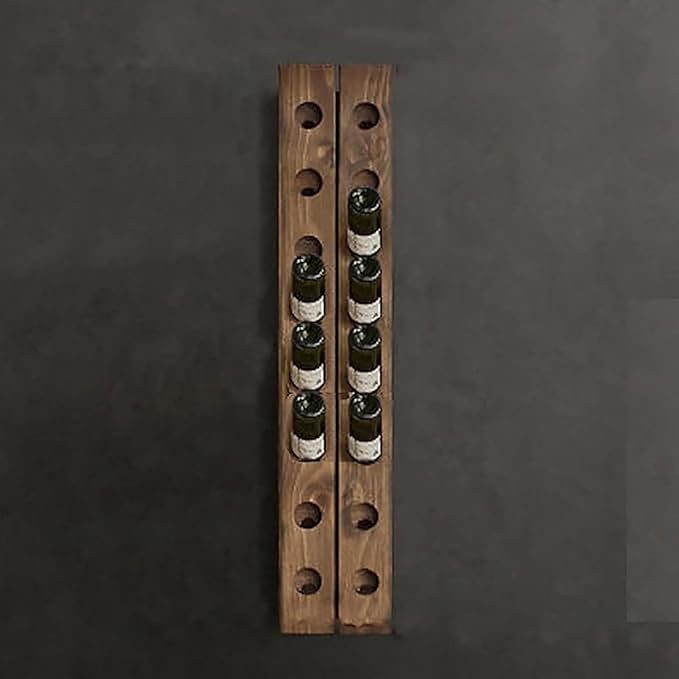 Wall Mounted riddling Wine Rack,Wooden Vertical Wine Rack Holder,Rustic Wine Storage Racks Organizer,Holds 16 Bottles,for Dining Rooms,Kitchens,Bars(9.8" W x 50.7" H, Walnut)
