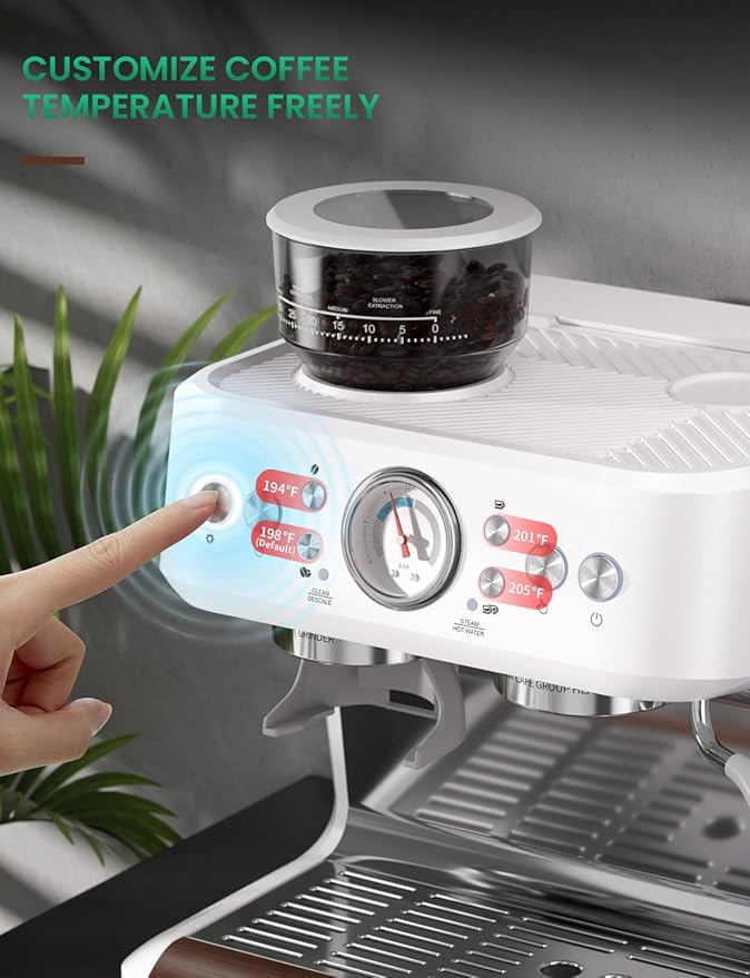 Espresso Machine, 58MM Professional Espresso Machine with Grinder Powerful Milk Frother Steam Wand 15 Bar Espresso Coffee Machine For Home Cappuccino & Latte Machine Stainless Steel